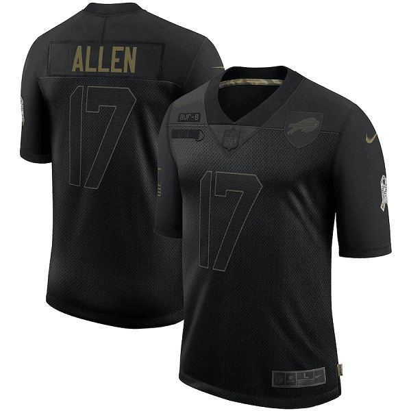 Men's Buffalo Bills #17 Josh Allen 2020 Black Salute To Service Limited Stitched NFL Jersey